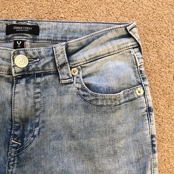 True Religion Denim Blue Jeans Women Size 6 Waist 28 Jennie Curvy Mid Rise Capri - Picture 9 of 14